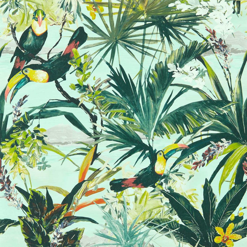 Toucan Wallpaper W0146 03 by Clarke and Clarke in Sky Blue